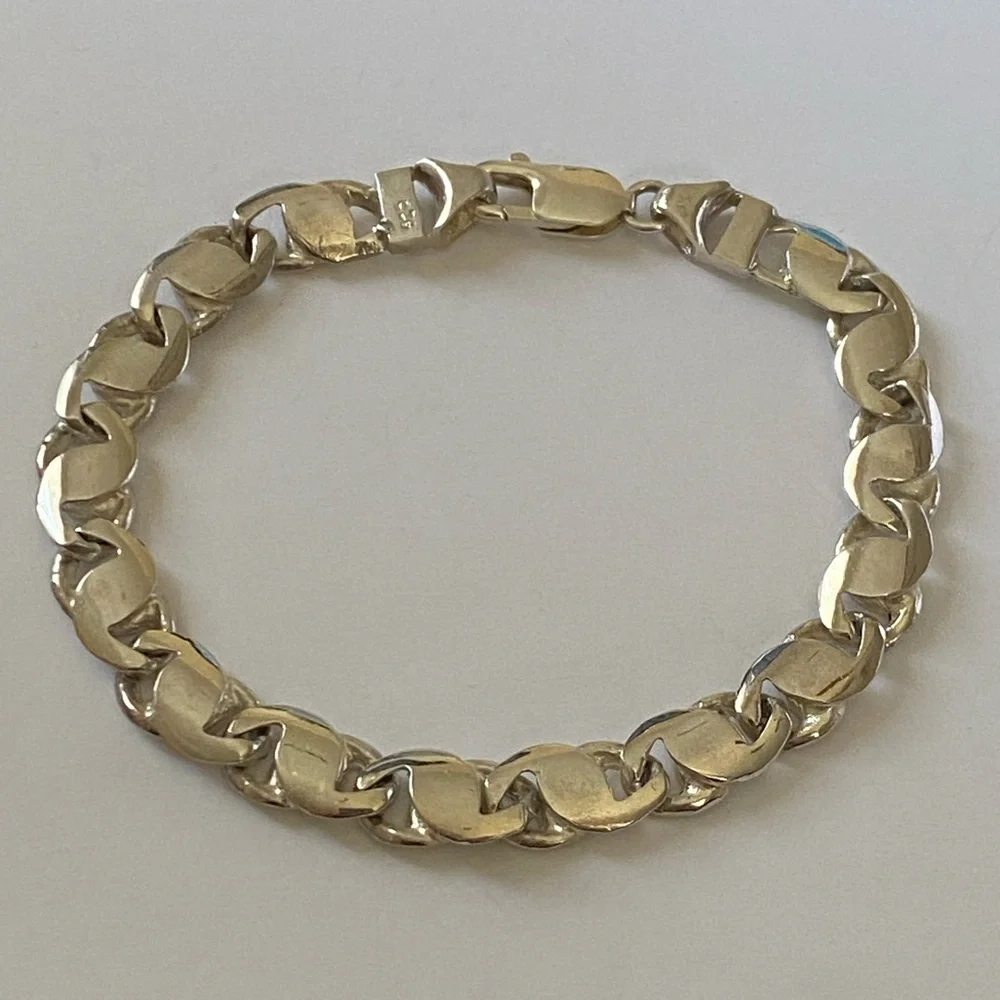 925 Silver 9” 8mm bracelet handmade 9 inches link chain hand made links